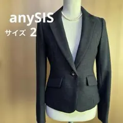 anySIS ダークブルー　濃紺　テーラードジャケット　ペプラム