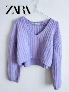 ZARA ザラ　レディース　ニット　パープル　パステルカラー　ショート丈　秋冬