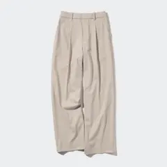 新品未使用タグ付き　UNIQLO タックワイドパンツ 31 beige