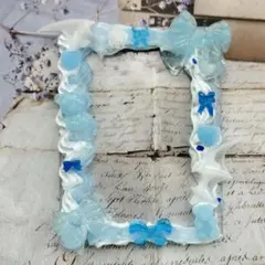 018 ホイップデコ リボンとくまのトレカケース 白×水色 硬貨ケース