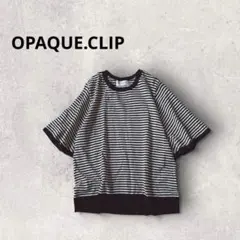 オペークドットクリップ セーター リブニット ボーダー柄 ストレッチ トップス