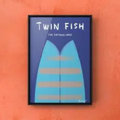 ★A4フレーム付き★オリジナル アートポスター FISH LOVER サーフィン