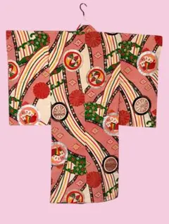 七五三 着物 女の子 3歳〜5歳 レトロ古典柄 鼓 菊 御所車 赤　大正ロマン