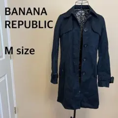 【BANANA REPUBLIC】トレンチコート/黒/ブラック/無地/ヒョウ柄