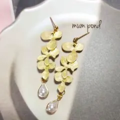 «No.006»　3連フラワー　しずくパール