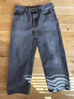 GUブラックデニム　バギーパンツ　34インチ