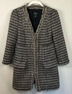 MNG ノーカラーツイードジャケット 美品 ハーフコート