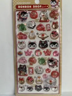ボンボンドロップ 和柄 縁起物風シール
