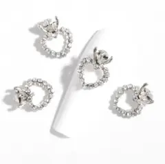 シルバー ハート リング メタル パーツ ネイル アート レジン ティアラ