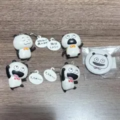 にしむらゆうじ ごきげんぱんだのマスコット ガチャガチャ 4点セット 缶バッジ付