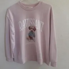 トレーナー　ピンク　フリー　プリント