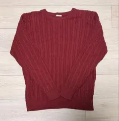 GU ケーブルニット セーター L 赤 シンプル 秋冬コーデ