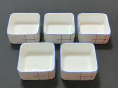◇深川製磁 有田焼 小鉢 角鉢 5点セット 白磁に線 重ね鉢 陶磁器 和食器のサムネイル