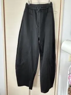 ま*ま様 スウェットバレルレッグパンツ　カーブパンツ　XL ブラック黒