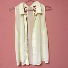 【美品】ノースリーブシャツ レモンイエロー