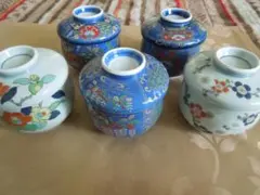 【未使用品】有田焼　仁祥窯　絵変り　むし碗揃　５客セットのサムネイル
