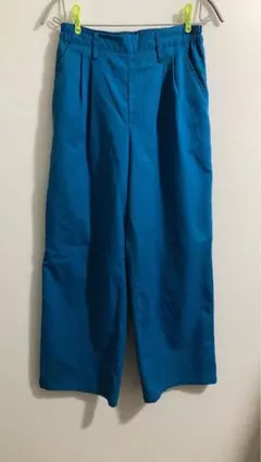 ワイドパンツ タックパンツ ブルー ウエストゴム カジュアル
