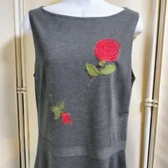 MOGA 大人可愛い ロングワンピース グレー 灰 バラ 薔薇 ローズ ROSEのサムネイル