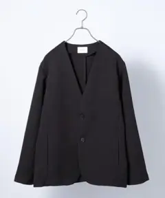SHIPS any トリプルクロス ノーカラー ジャケット ブラック