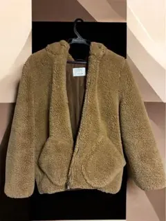 ZARA子供服 フード付き ブラウン ボアジャケット