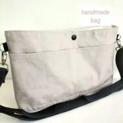 handmade　ショルダー　サコッシュ　バッグインバッグ　ポケット　ベージュ