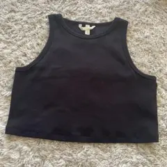 【H&M】リブノースリーブ　ブラック Lのサムネイル