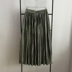 神戸レタス kobe lettuce サテンプリーツロングスカート グリーン系