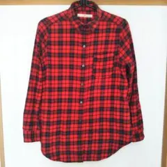 グローバルワーク シャツ S ネルシャツ 長袖 チェック 赤 黒 トップス