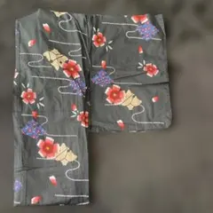 黒地 花柄 浴衣 単品