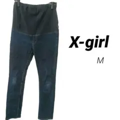 X-girl エックスガール マタニティ デニム スキニーパンツ ダークブルーのサムネイル