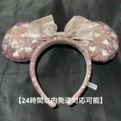 ディズニー　カチューシャ　ピンク　ハート　スパンコール