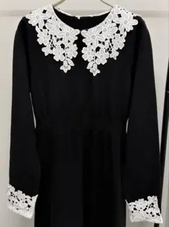 mily bilet パール使いレースカラーニットワンピース XL