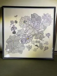 百合の刺繍作品　高島屋展示会で高い評価をいただいた作品