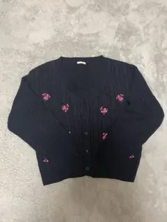 GU ネイビー 花柄刺繍 カーディガン
