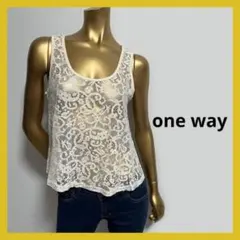 新品タグ付き one way レース トップス M ホワイト