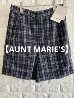 ☆新品☆【AUNT MARIE'S】チェック柄ショートパンツ　ネイビー Fサイズ