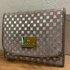LANVIN ランバン 二つ折り財布 チェック柄 スエード調のサムネイル