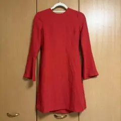 【Banana Republic】レッド フレア袖 背中リボン付き ワンピース