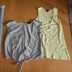 UNTITLED ストライプ トップス、レース編み トップス サイズ2