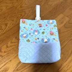 シューズバッグ キルティング 水色　上履き入れ