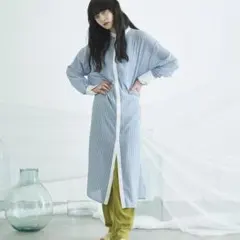 VACANCY ストライプシアーシャツワンピース