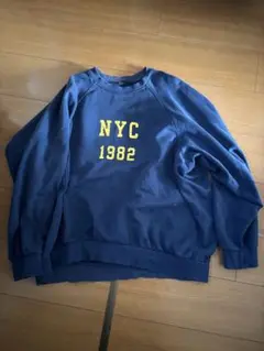 zara NYC 1982 プリント トレーナー ネイビー 裏起毛