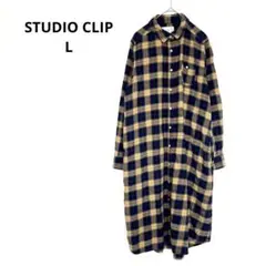 スタジオクリップSTUDIO CLIP チェック柄シャツ　ワンピース Lポケット