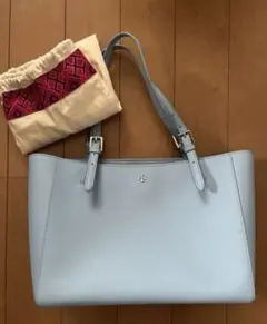 綺麗色トート⭐︎トリーバーチ⭐︎ライトブルー ⭐︎レザー トートバッグ 収納袋付き