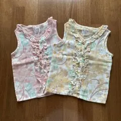 お揃いフリル付きノースリーブトップスフォーティーワン花柄まとめ売り2点110cm