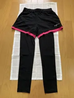 ショートパンツ一体型レギンス ブラック×ピンク Lのサムネイル