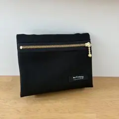 フタにファスター☆移動ポケット☆ブラック☆シンプル☆ハンドメイド