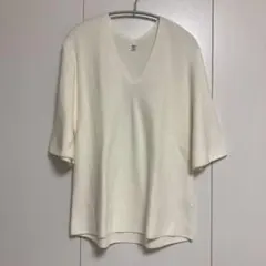 UNIQLO アイボリー Vネック 半袖ニット L