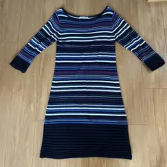 SCOT CLUB ストライプ 七分袖ワンピース