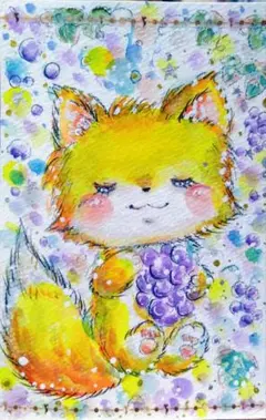 かわいい動物の水彩画イラスト　手描き　オリジナル